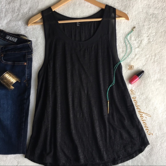 🌹🆕{H&M} Hi-Lo Linen Tank + Sheer Inset Shoulder - Picture 8 of 8